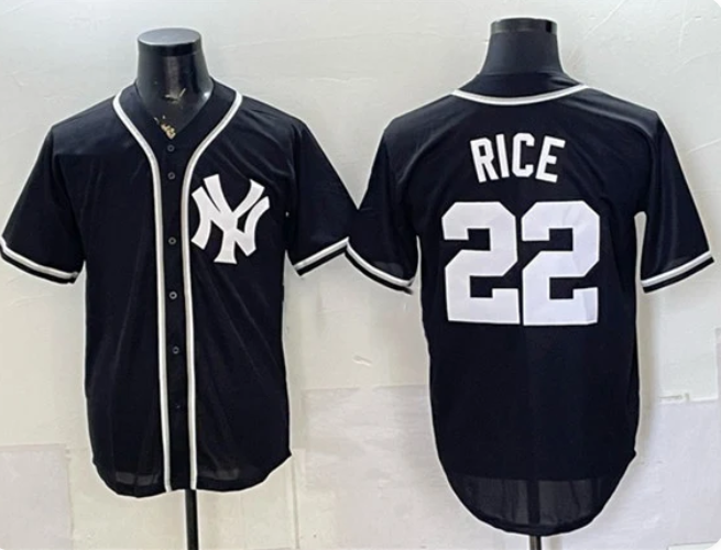 NY Yankees #22 Ben Rice Blackout Game Home Stitched Jersey