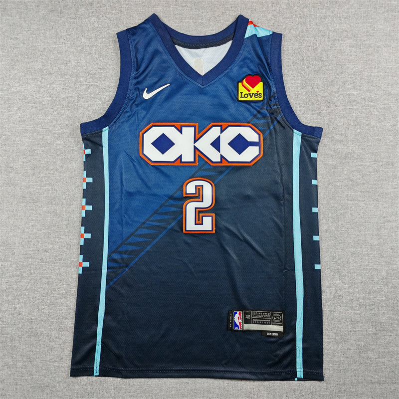 Men's OKC Thunder #2 Gilgeous-Alexander Nike City Edition Swingman Jersey – Navy