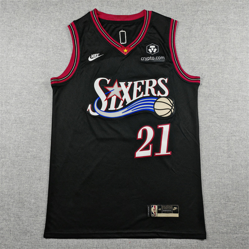 Men's Philadelphia 76ers #21 Embiid Nike Classic Edition Swingman Jersey – Black