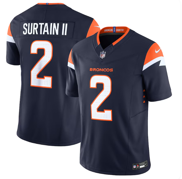 Patrick Surtain II #2 Denver Broncos Navy Mile High Collection Game Jersey – Nike Men's