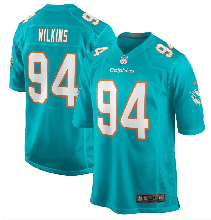 Men's Miami Dolphins Christian Wilkins Aqua Game Jersey