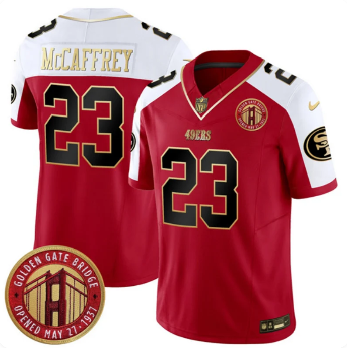 Christian McCaffrey San Francisco 49ers Golden Gate Bridge Special Edition Jersey – Scarlet (All Stitched)