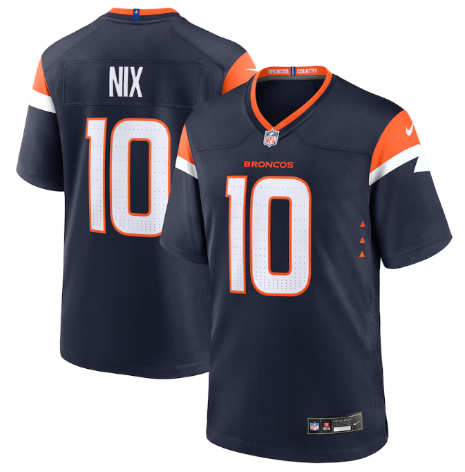 Bo Nix #10 Denver Broncos Alternate Game Jersey – Navy