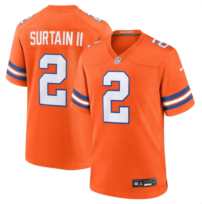 Patrick Surtain II #2 Denver Broncos Orange Mile High Collection Game Jersey – Nike Men's