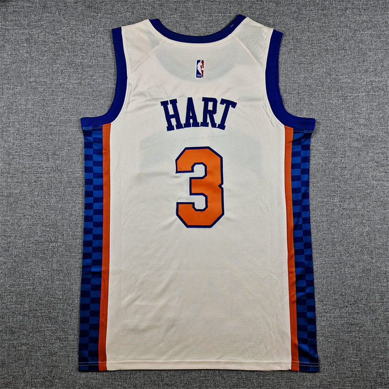 New York Knicks #3 Hart City Edition 2024/25 Swingman Jersey – White "NYC"