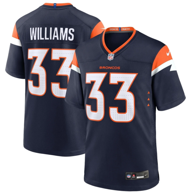 Javonte Williams #33 Denver Broncos Navy Mile High Collection Alternate Game Jersey – Nike Men's
