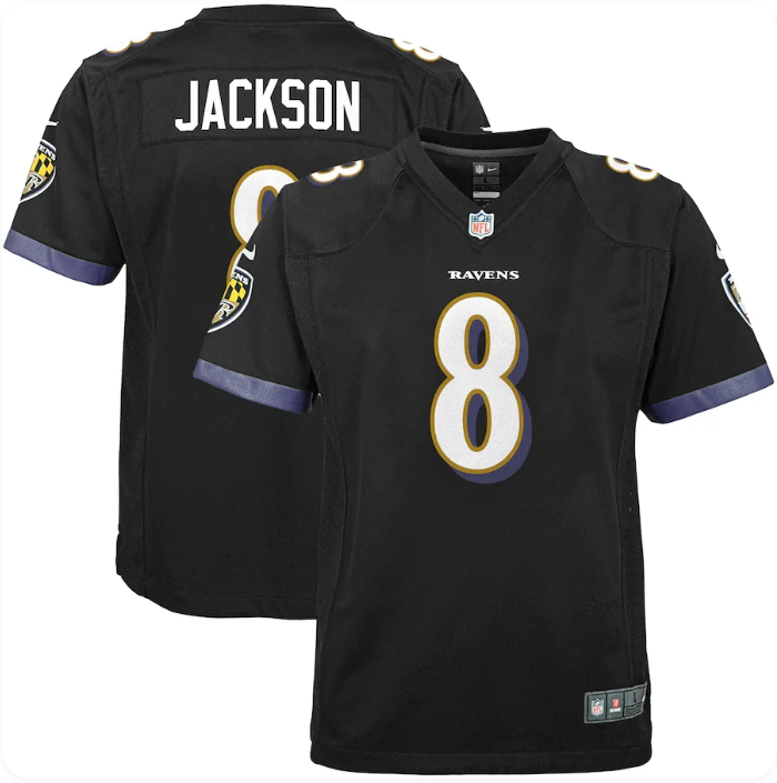 Lamar Jackson #8 Baltimore Ravens Black Nike Youth Game Jersey