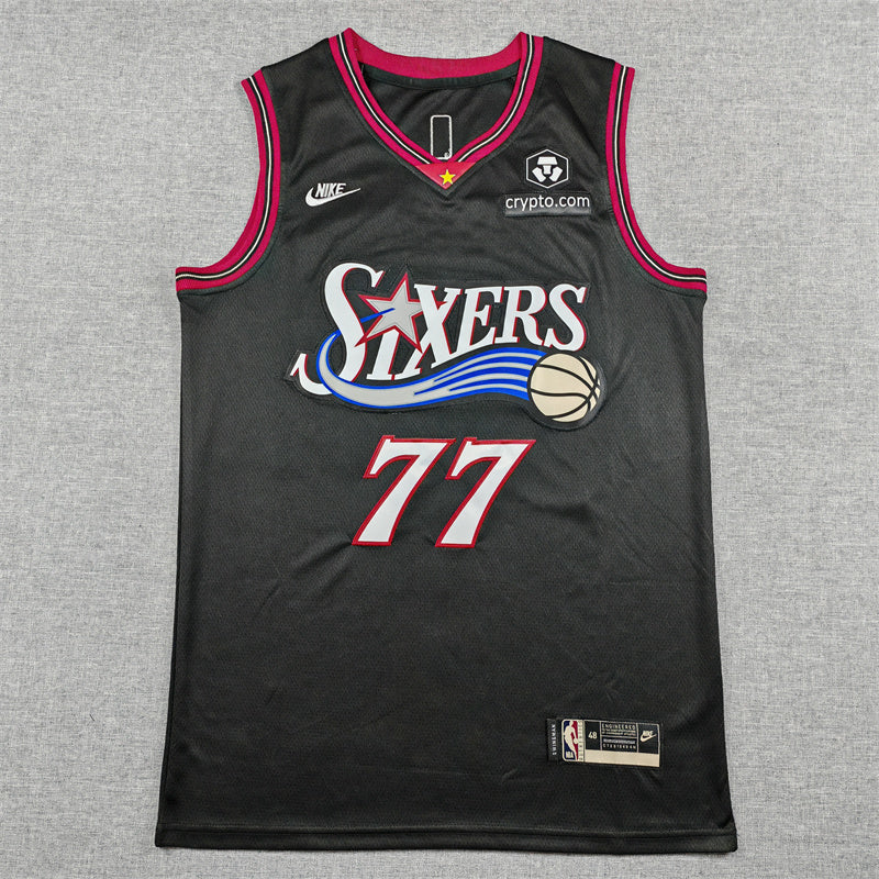 Men's Philadelphia 76ers #77 Edgecombe Nike Classic Edition Swingman Jersey – Black