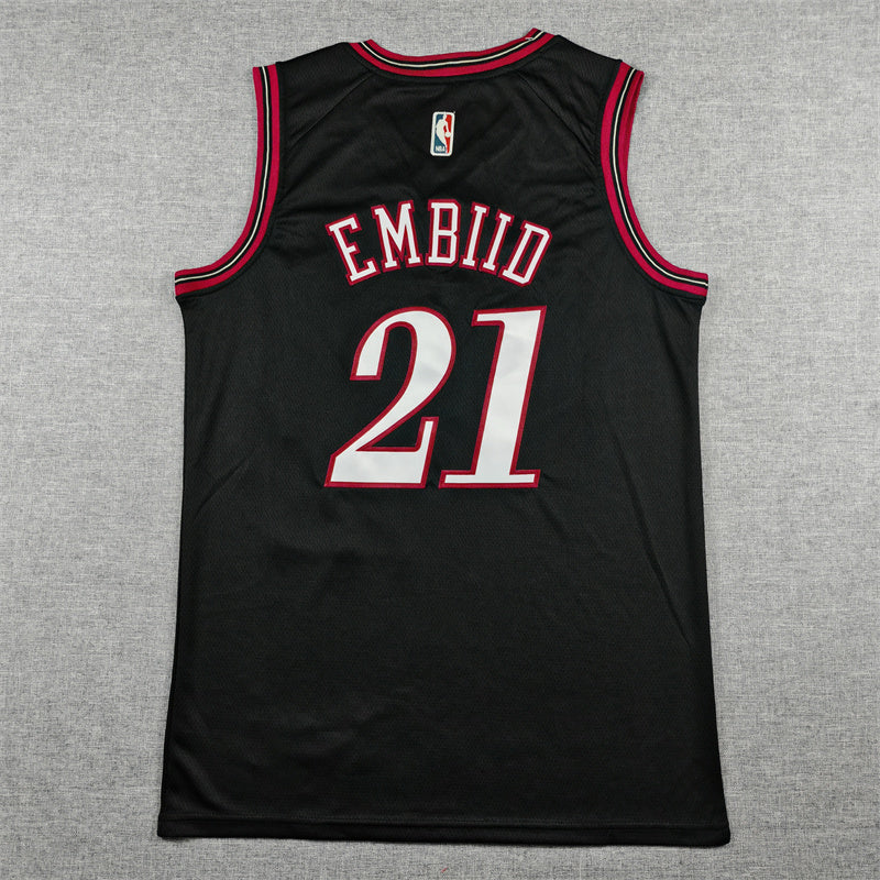 Men's Philadelphia 76ers #21 Embiid Nike Classic Edition Swingman Jersey – Black