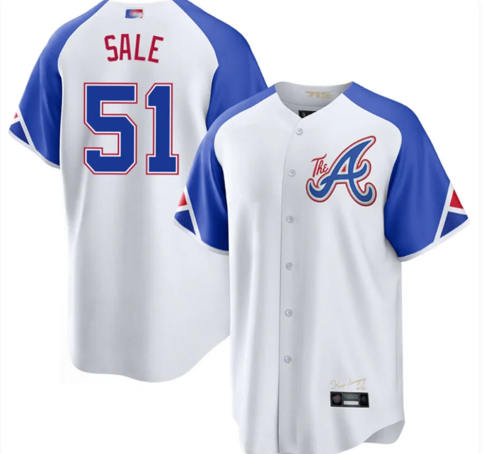 Chris Sale #51 Atlanta Braves City Connect Limited Stitched Baseball Jersey – White/Blue