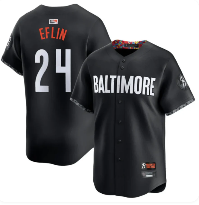 Baltimore Orioles Men's Nike Zach Eflin City Connect Replica Jersey – Black