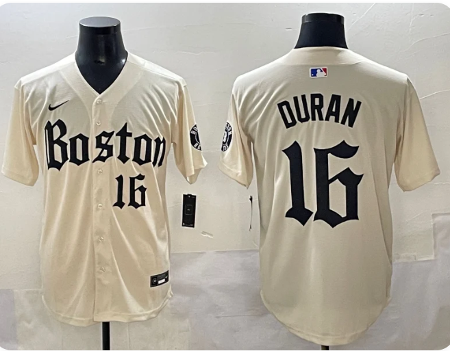 Men's Boston Red Sox Jarren Duran #16 Cream Replica Player Jersey