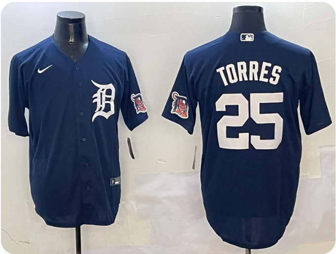 Detroit Tigers Men's Nike Gleyber Torres Replica Player Jersey – Navy