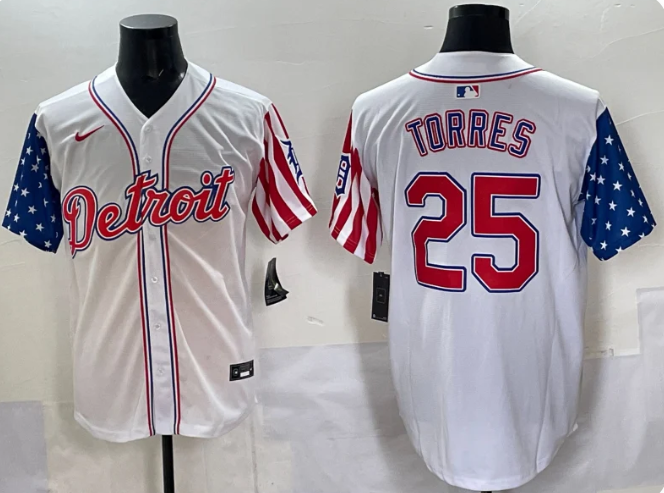 Men's Detroit Tigers Gleyber Torres White Limited Player Jersey