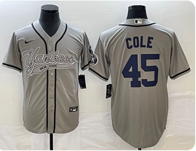 Men's New York Yankees Gerrit Cole Gray Player Jersey Joint Edition