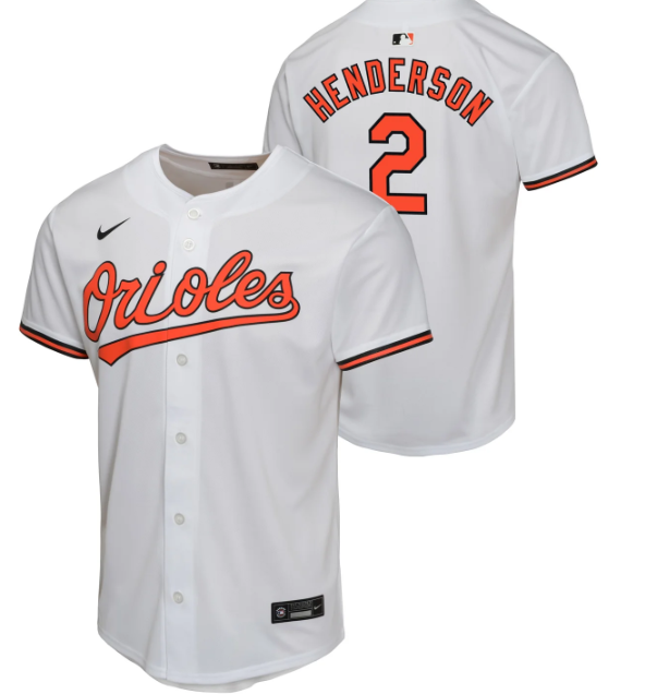 Gunnar Henderson #2 Baltimore Orioles White Nike Youth Home Replica Game Jersey