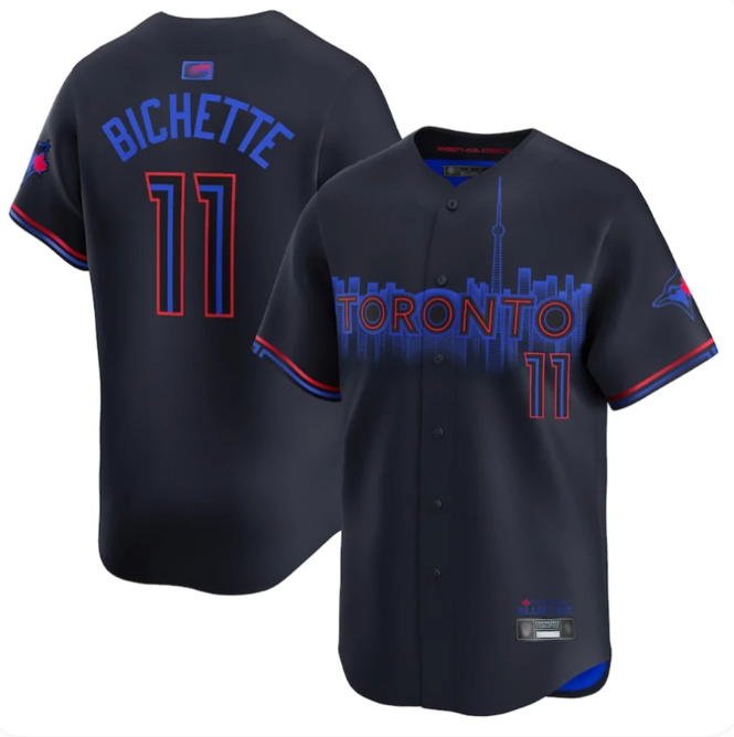 Men's Toronto Blue Jays Bo Bichette #11 City Connect Black Limited Stitched Jersey