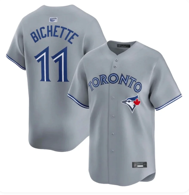 Men's Toronto Blue Jays Bo Bichette #11 Away Gray Limited Stitched Jersey