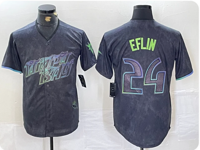Tampa Bay Rays Men's Nike #24 2024 City Connect Limited Cool Base Jersey – Charcoal