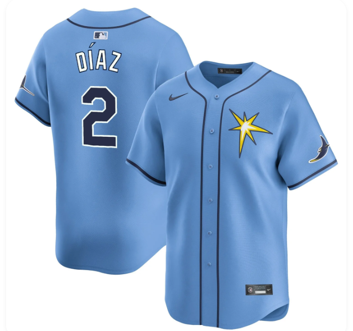 Tampa Bay Rays Men's Nike Yandy Diaz Alternate Replica Jersey – Light Blue