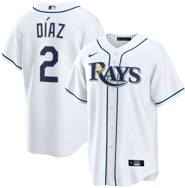 Tampa Bay Rays Men's Nike Yandy Díaz Home Replica Jersey – White