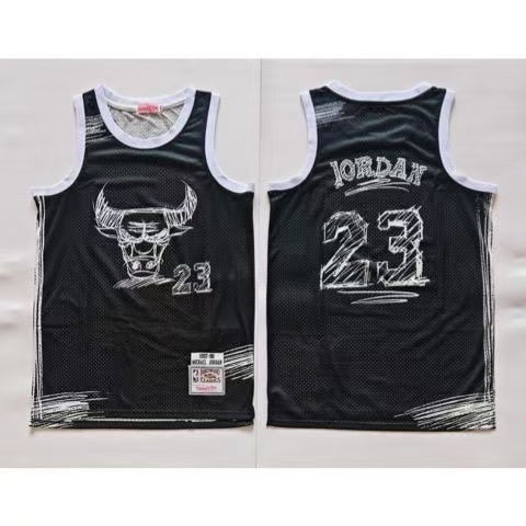Chicago Bulls #23 Michael Jordan Sketch Edition Jersey – Black | Mitchell & Ness Hardwood Classics