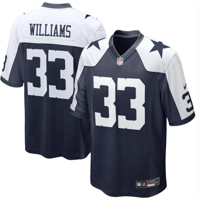 Javonte Williams #33 Dallas Cowboys Navy Alternate Game Jersey – Nike Men's