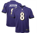 Lamar Jackson #8 Baltimore Ravens Purple Nike Youth Game Jersey