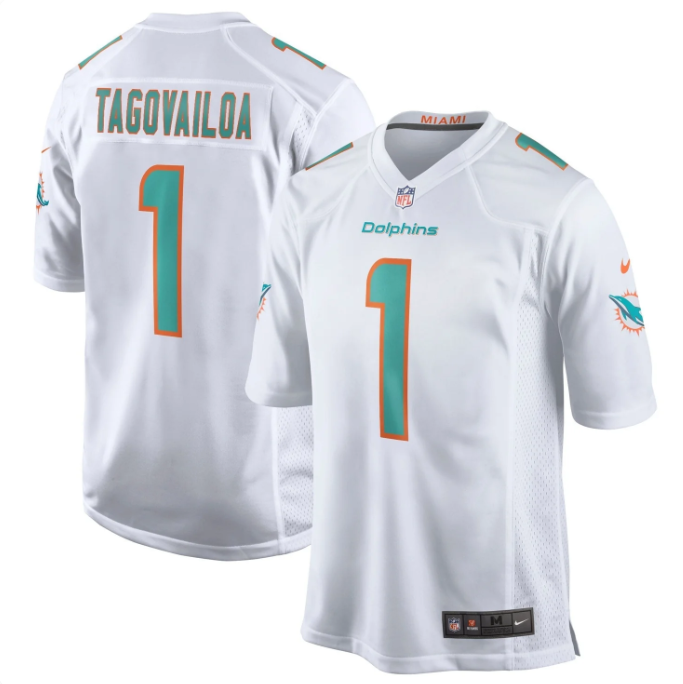 Men's Miami Dolphins Tua Tagovailoa #1 White Game Jersey