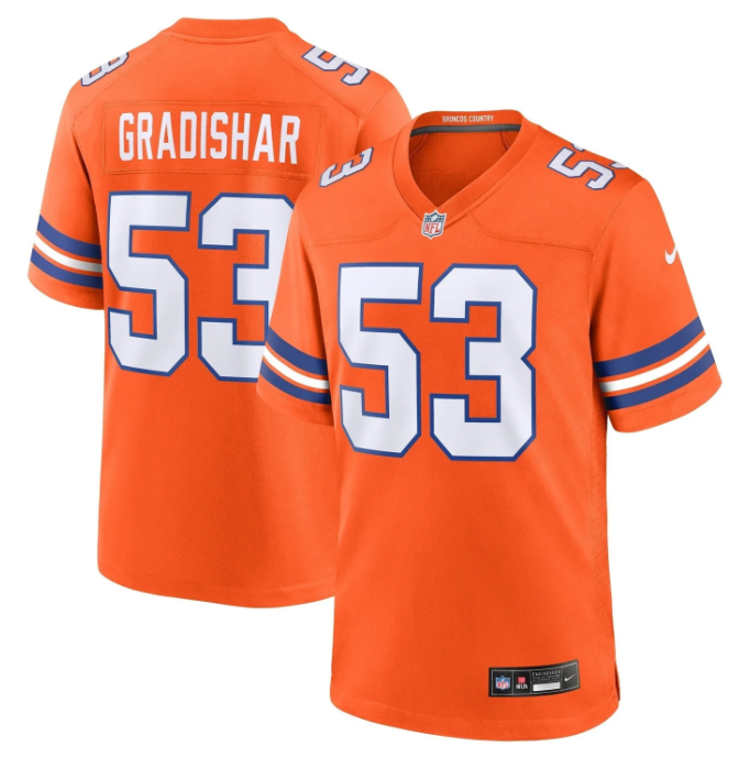 Randy Gradishar #53 Denver Broncos Orange Mile High Collection 1977 Throwback Retired Game Jersey – Nike Men's