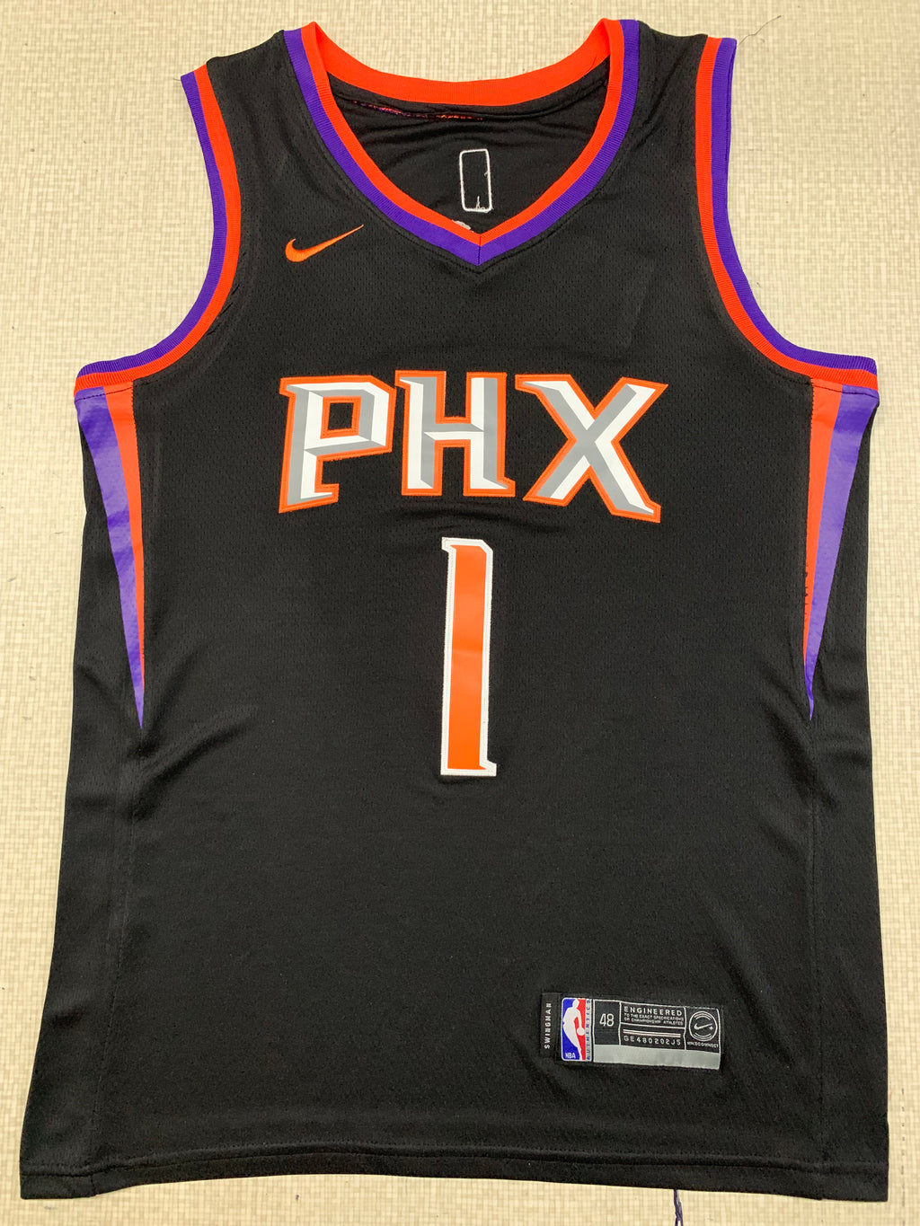 Phoenix Suns #1 Devin Booker Nike Statement Edition Swingman Jersey – Black