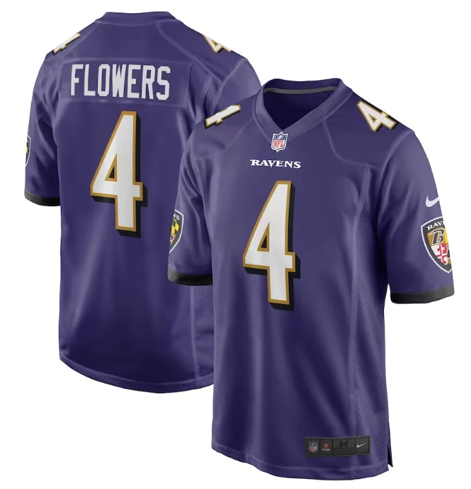 Zay Flowers #4 Baltimore Ravens Nike Game Jersey – Purple